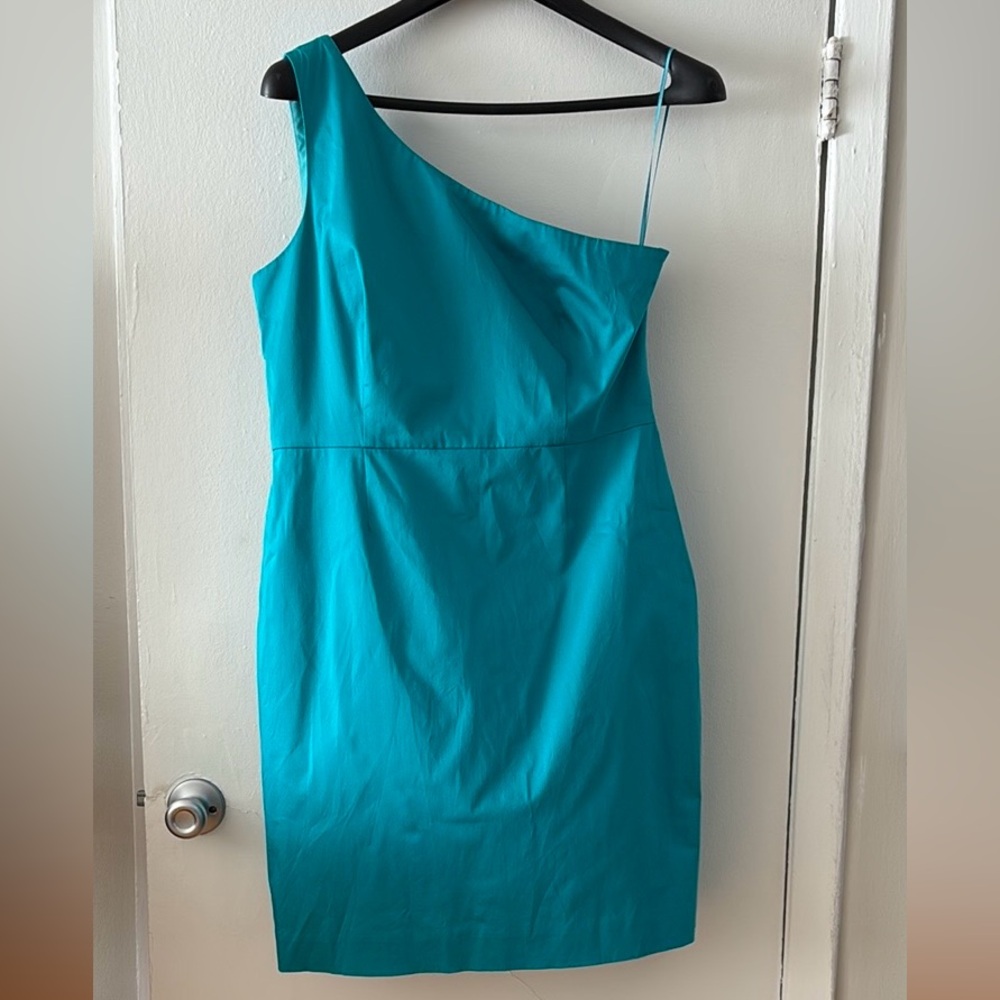 J.Crew Teal One-Shoulder Sheath Dress Size 16 NWT